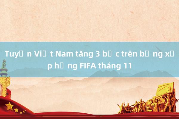 Tuyển Việt Nam tăng 3 bậc trên bảng xếp hạng FIFA tháng 11