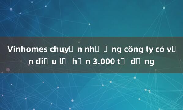 Vinhomes chuyển nhượng công ty có vốn điều lệ hơn 3.000 tỷ đồng